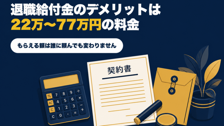 退職給付金のデメリットは22万円から77万円の料金 もらえる額は誰に頼んでも変わらないという記事のアイキャッチ